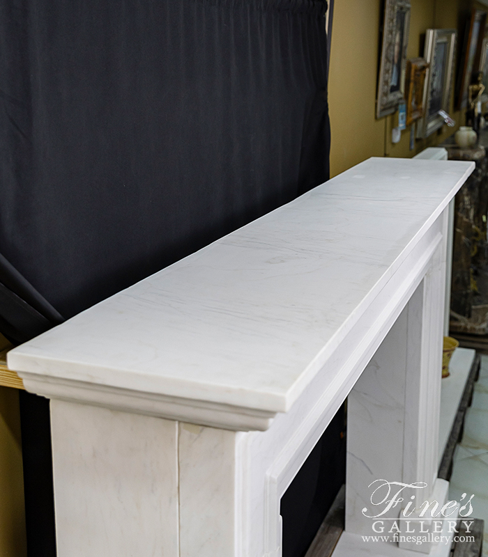 Marble Fireplaces  - Oversized Contemporary Fireplace Mantel In Light Statuary White Marble - MFP-2516