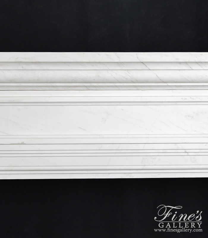 Marble Fireplaces  - Oversized Contemporary Fireplace Mantel In Light Statuary White Marble - MFP-2516