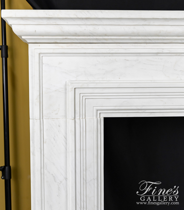 Marble Fireplaces  - Oversized Contemporary Fireplace Mantel In Light Statuary White Marble - MFP-2516