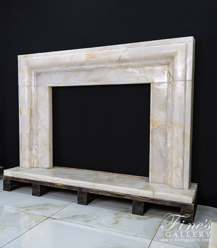 Marble Fireplaces  - Luxurious Modern Style Fireplace Mantel In Rare Onyx - MFP-2519