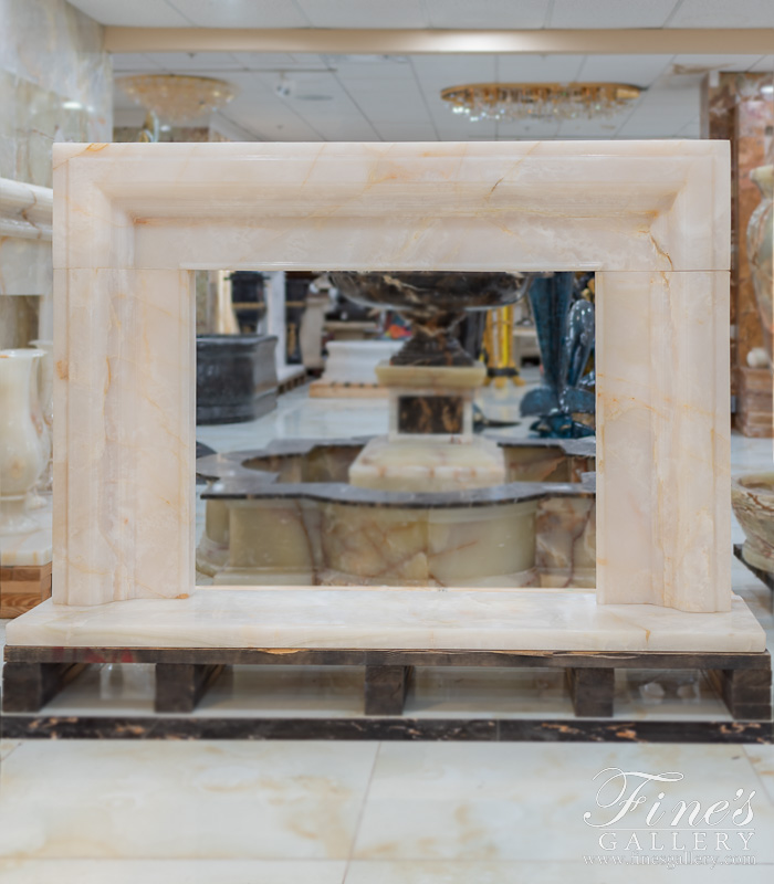 Marble Fireplaces  - Luxurious Modern Style Fireplace Mantel In Rare Onyx - MFP-2519