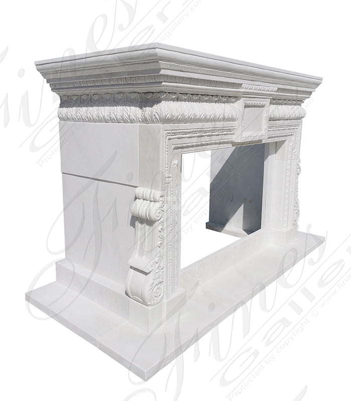 Marble Fireplaces  - Oversized Neoclassical Marble Fireplace In Statuary White Marble - MFP-2521