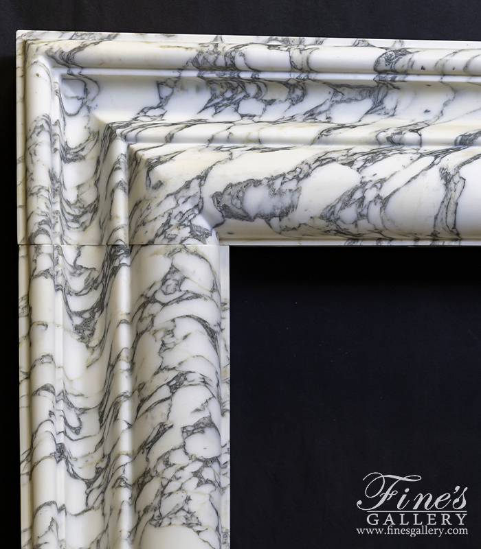 Marble Fireplaces  - Rare Bolection Style Fireplace Mantel In Italian Arabascato Calacatta Marble - MFP-2525