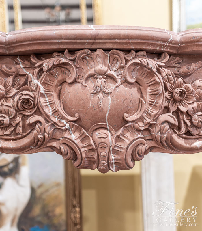 Marble Fireplaces  - Highly Ornate French Mantel In Rare Rojo Alicante Marble - MFP-2527