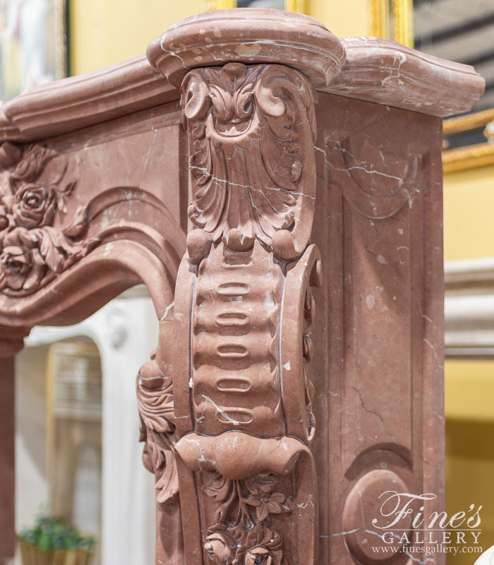 Marble Fireplaces  - Highly Ornate French Mantel In Rare Rojo Alicante Marble - MFP-2527