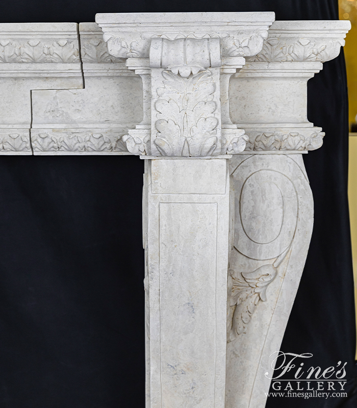 Marble Fireplaces  - Oversized Tuscan Style Mantel In Light Travertine - MFP-2547