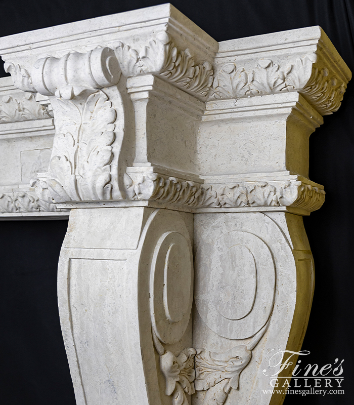 Marble Fireplaces  - Oversized Tuscan Style Mantel In Light Travertine - MFP-2547