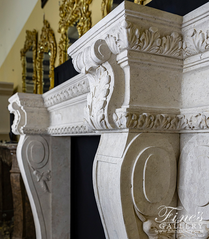 Marble Fireplaces  - Oversized Tuscan Style Mantel In Light Travertine - MFP-2547