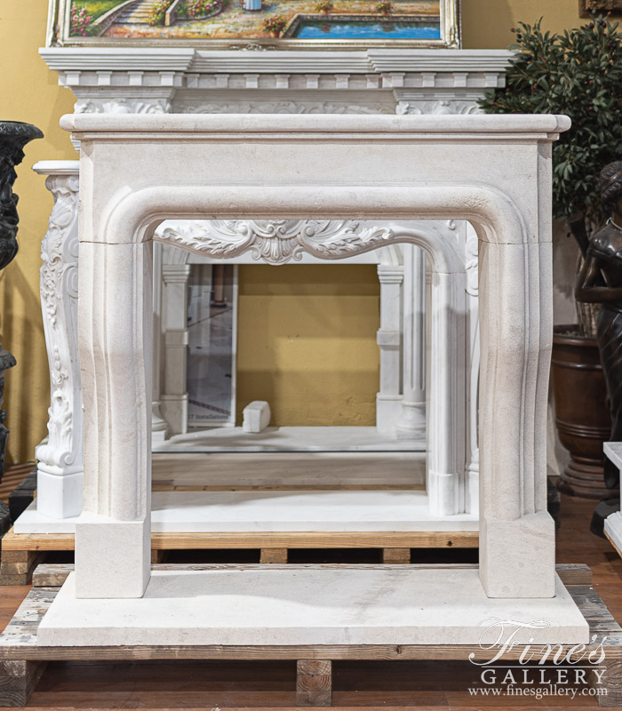 Marble Fireplaces  - Old World French Limestone Mantelpiece - MFP-2554