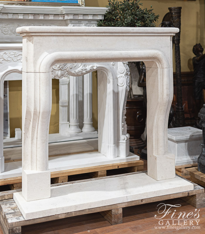 Marble Fireplaces  - Old World French Limestone Mantelpiece - MFP-2554