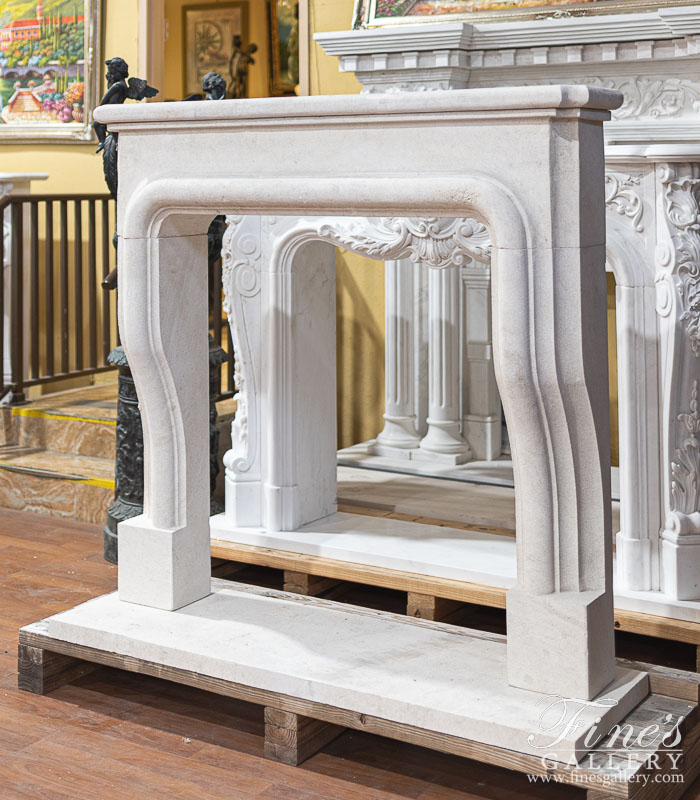 Marble Fireplaces  - Old World French Limestone Mantelpiece - MFP-2554