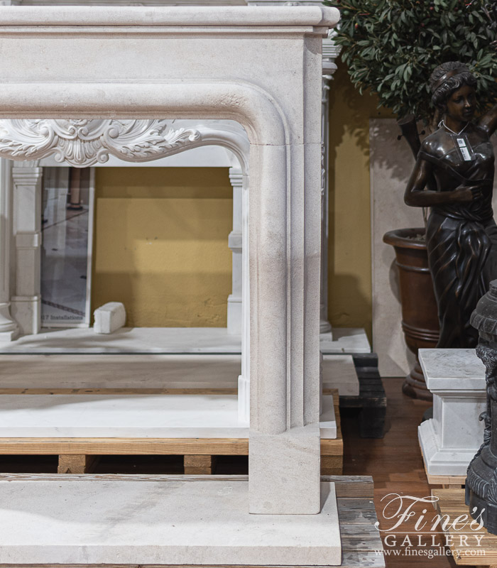 Marble Fireplaces  - Old World French Limestone Mantelpiece - MFP-2554