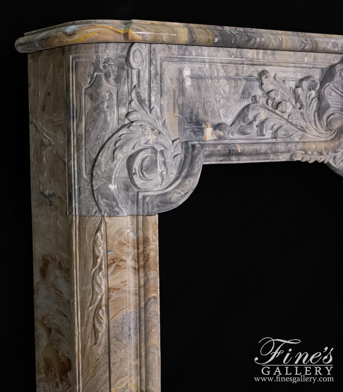 Marble Fireplaces  - Rare Louis XI Mantel In Italian Arabascato Orobico Marble - MFP-2564