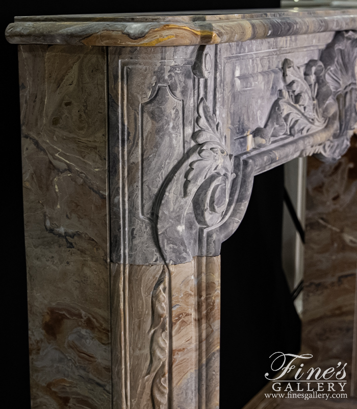 Marble Fireplaces  - Rare Louis XI Mantel In Italian Arabascato Orobico Marble - MFP-2564