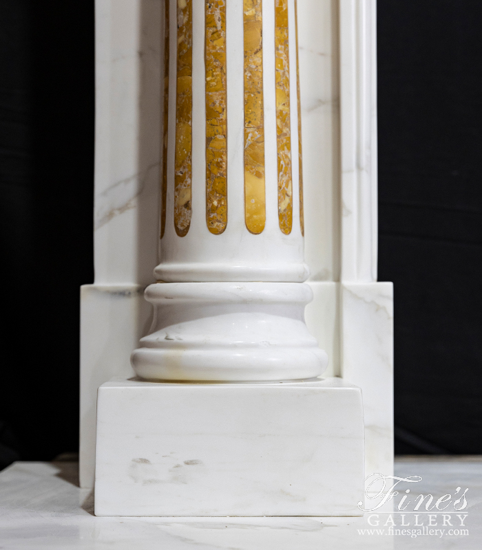 Marble Fireplaces  - Neoclassical Marble Mantel In Italian Nuvolato Etrusco Marble - MFP-2571