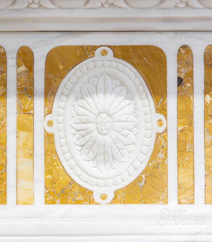 Marble Fireplaces  - Neoclassical Marble Mantel In Italian Nuvolato Etrusco Marble - MFP-2571