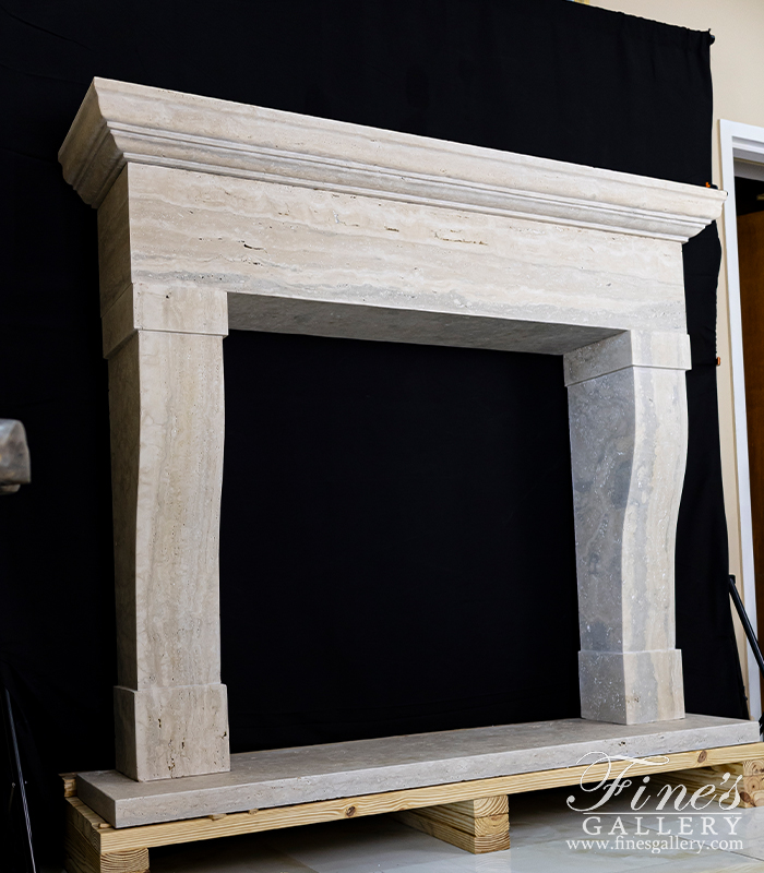 Marble Fireplaces  - Classic Contemporary Style Mantel In Italian Roman Travertine - MFP-2585