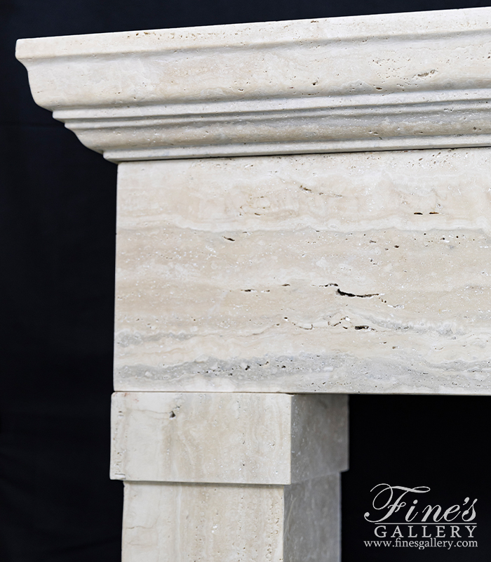 Marble Fireplaces  - Classic Contemporary Style Mantel In Italian Roman Travertine - MFP-2585