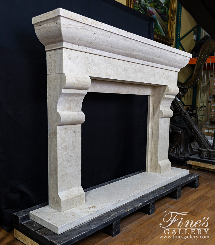 Marble Fireplaces  - A Classic Contemporary Mantel In Italian Roman Travertine - MFP-2586