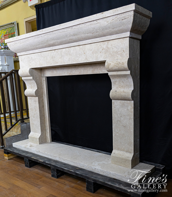 Marble Fireplaces  - A Classic Contemporary Mantel In Italian Roman Travertine - MFP-2586