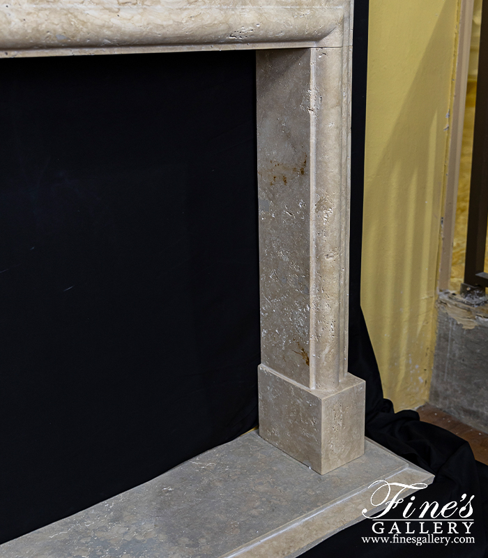 Marble Fireplaces  - Bolection Style Mantel With Sleek Shelf In Italian Roman Travertine - MFP-2593