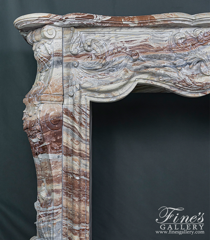 Marble Fireplaces  - Luxurious French Style Mantel In Arabascato Orobico Rosso Italian Marble - MFP-2600