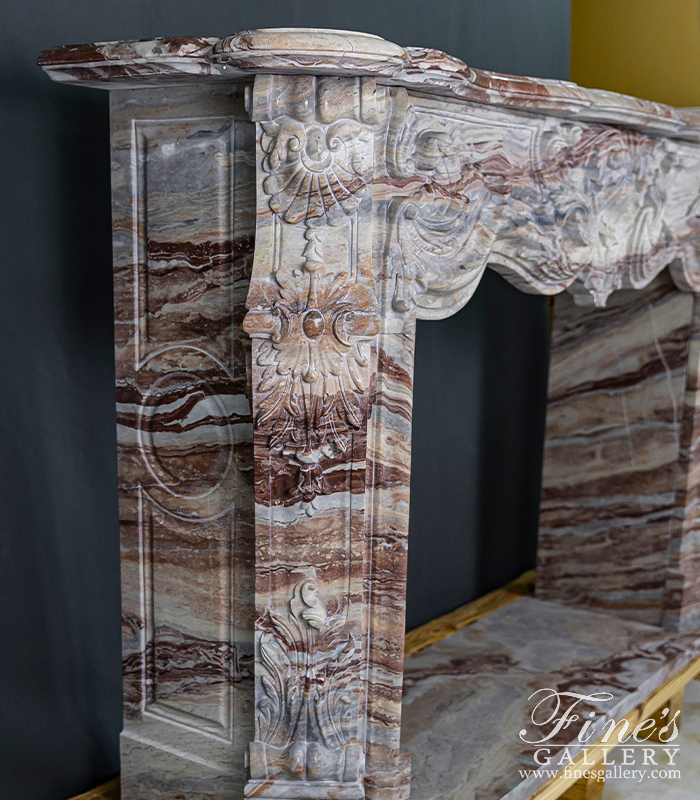 Marble Fireplaces  - Luxurious French Style Mantel In Arabascato Orobico Rosso Italian Marble - MFP-2600