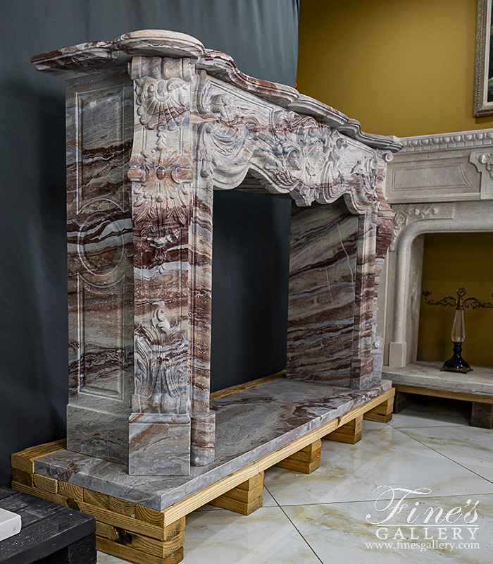 Marble Fireplaces  - Luxurious French Style Mantel In Arabascato Orobico Rosso Italian Marble - MFP-2600