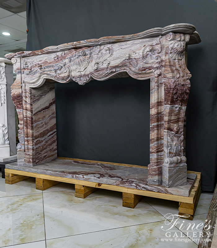 Marble Fireplaces  - Luxurious French Style Mantel In Arabascato Orobico Rosso Italian Marble - MFP-2600