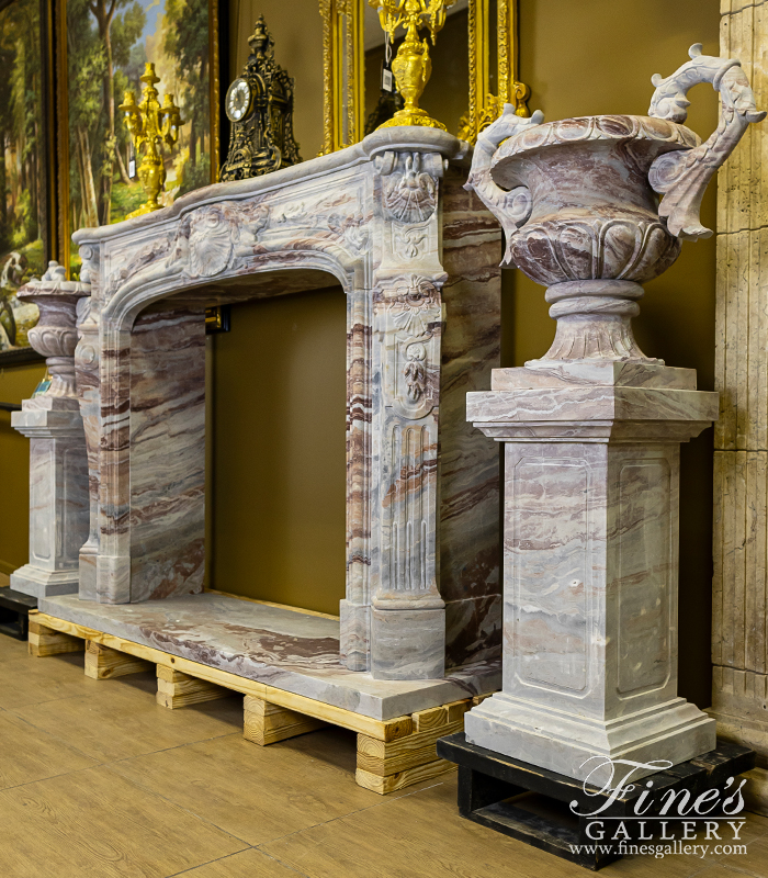 Marble Fireplaces  - Rare French Louis XV Mantel In Exotic Orobico Rosso Marble - MFP-2602