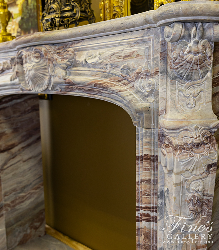Marble Fireplaces  - Rare French Louis XV Mantel In Exotic Orobico Rosso Marble - MFP-2602