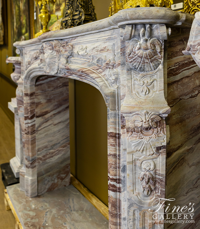 Marble Fireplaces  - Rare French Louis XV Mantel In Exotic Orobico Rosso Marble - MFP-2602