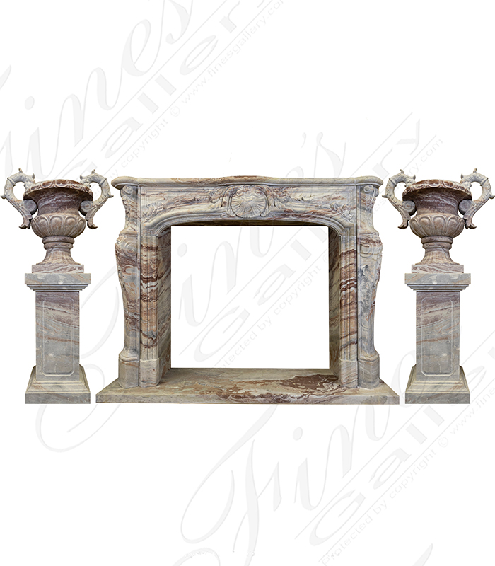 Marble Fireplaces  - Rare French Louis XV Mantel In Exotic Orobico Rosso Marble - MFP-2602