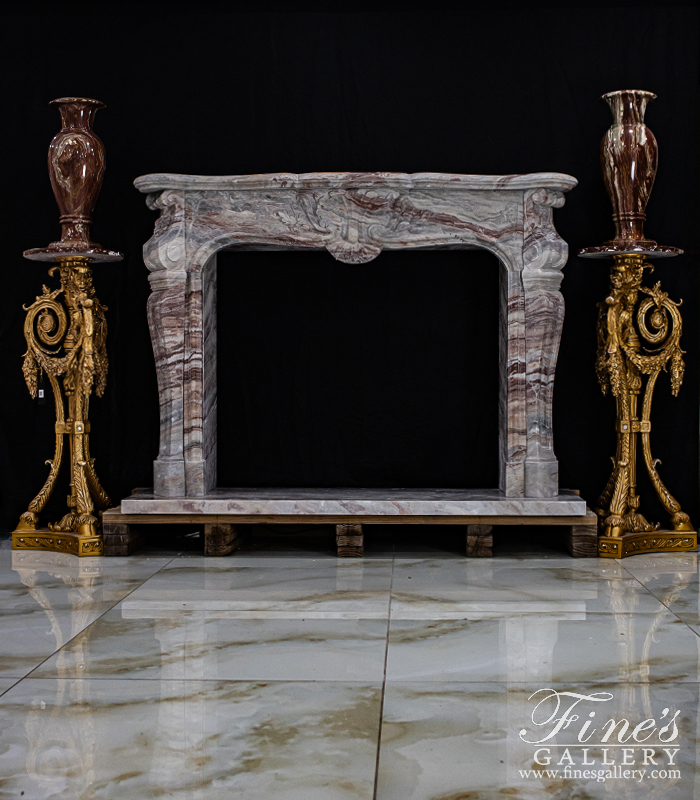 Marble Fireplaces  - A Rare Louis X Antique Style Mantel In Italian Arabascato Orobico Rosso Marble - MFP-2604
