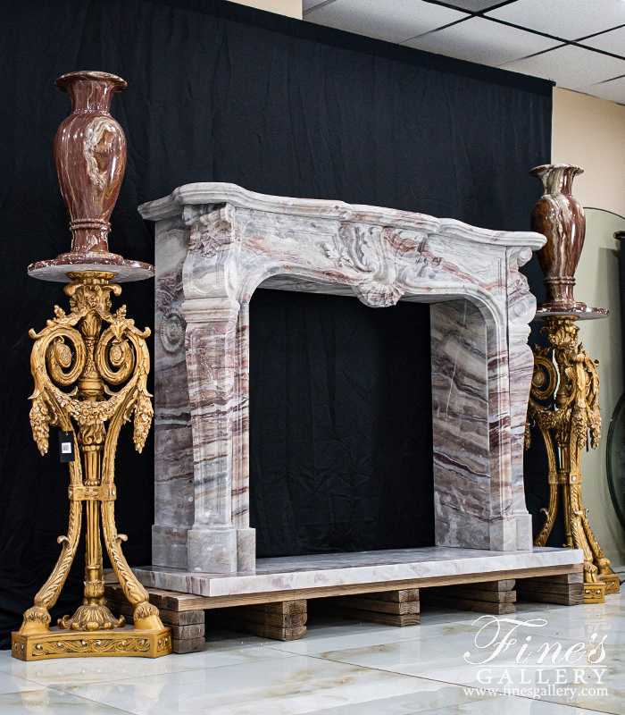 Marble Fireplaces  - A Rare Louis X Antique Style Mantel In Italian Arabascato Orobico Rosso Marble - MFP-2604