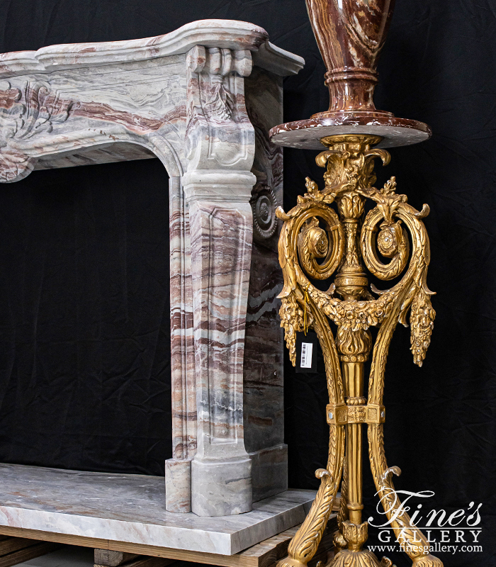 Search Result For Marble Fireplaces  - A Rare Louis X Antique Style Mantel In Italian Arabascato Orobico Rosso Marble - MFP-2604