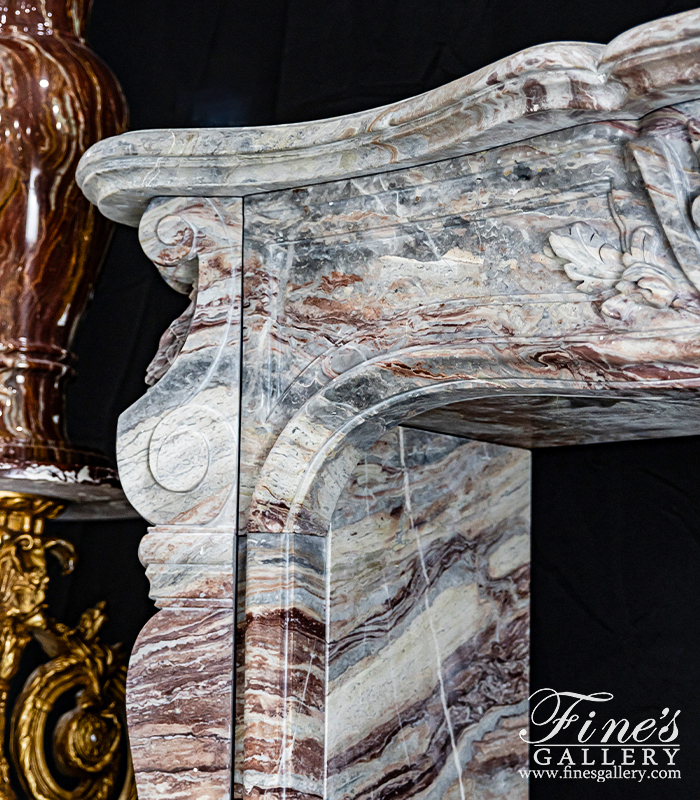 Marble Fireplaces  - A Rare Louis X Antique Style Mantel In Italian Arabascato Orobico Rosso Marble - MFP-2604