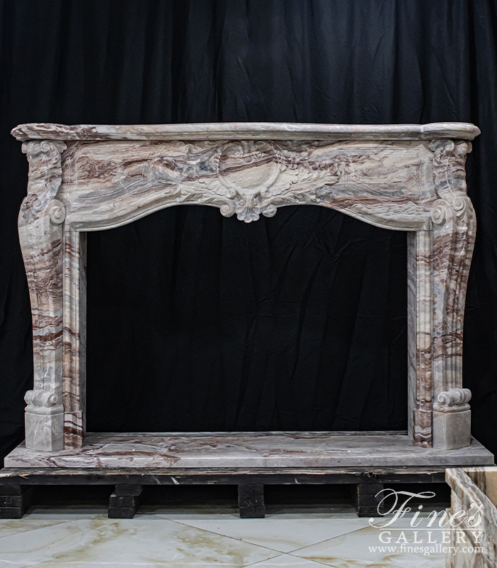 Marble Fireplaces  - Rare French Louis IV Mantel In Italian Arabascato Orobico Rosso Marble - MFP-2605