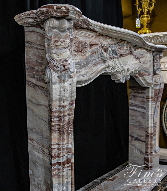 Marble Fireplaces  - Rare French Louis IV Mantel In Italian Arabascato Orobico Rosso Marble - MFP-2605