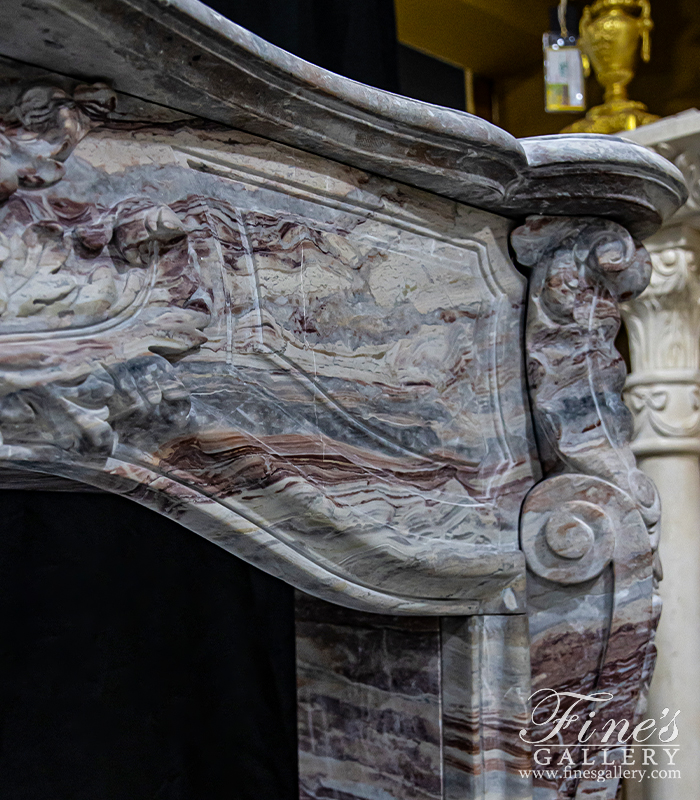 Marble Fireplaces  - Rare French Louis IV Mantel In Italian Arabascato Orobico Rosso Marble - MFP-2605