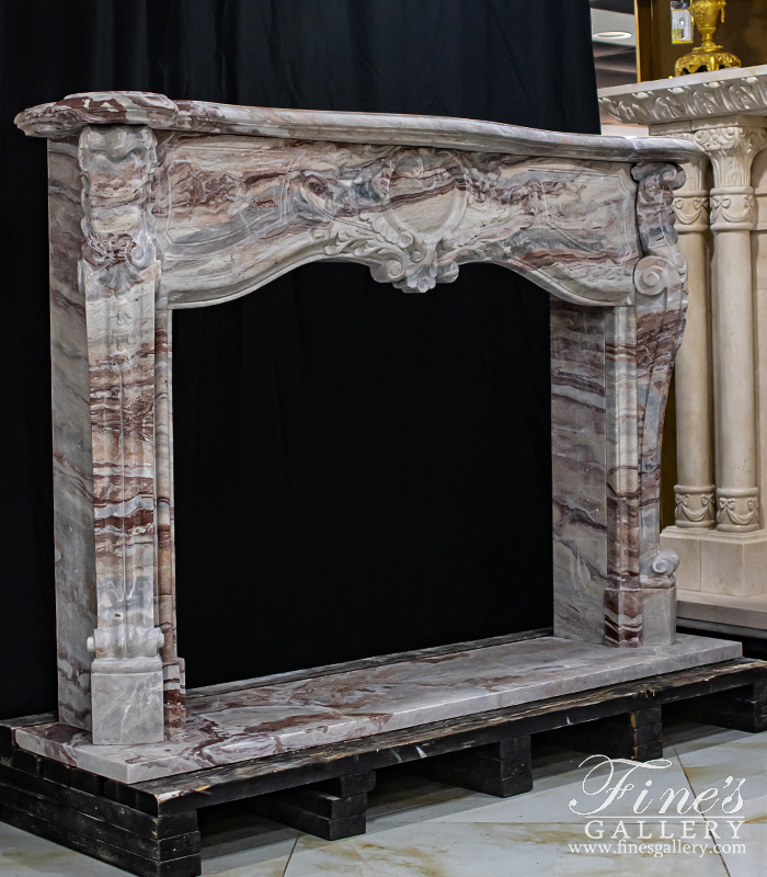 Marble Fireplaces  - Rare French Louis IV Mantel In Italian Arabascato Orobico Rosso Marble - MFP-2605