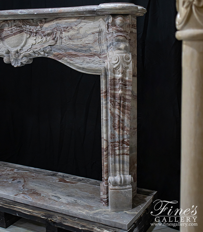 Marble Fireplaces  - Rare French Louis IV Mantel In Italian Arabascato Orobico Rosso Marble - MFP-2605