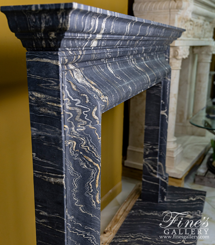 Marble Fireplaces  - An Exotic Tropical Storm Quartize Bolection Style Mantel With Shelf - MFP-2613