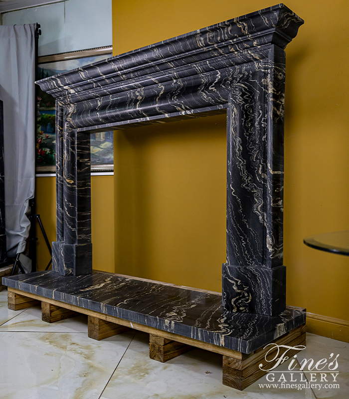 Marble Fireplaces  - An Exotic Tropical Storm Quartize Bolection Style Mantel With Shelf - MFP-2613