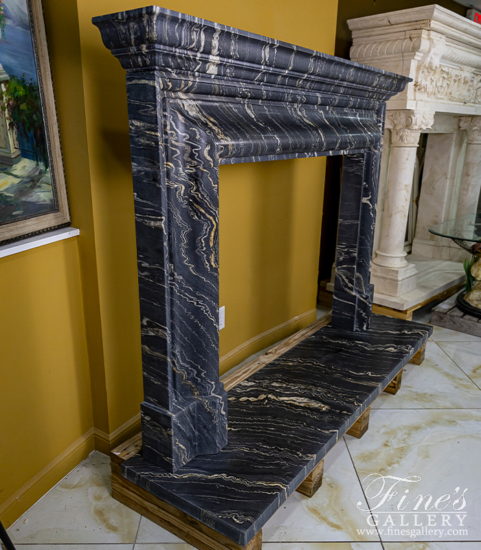 Marble Fireplaces  - An Exotic Tropical Storm Quartize Bolection Style Mantel With Shelf - MFP-2613