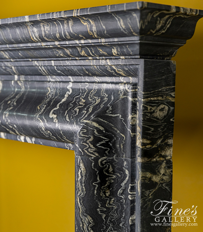 Marble Fireplaces  - An Exotic Tropical Storm Quartize Bolection Style Mantel With Shelf - MFP-2613