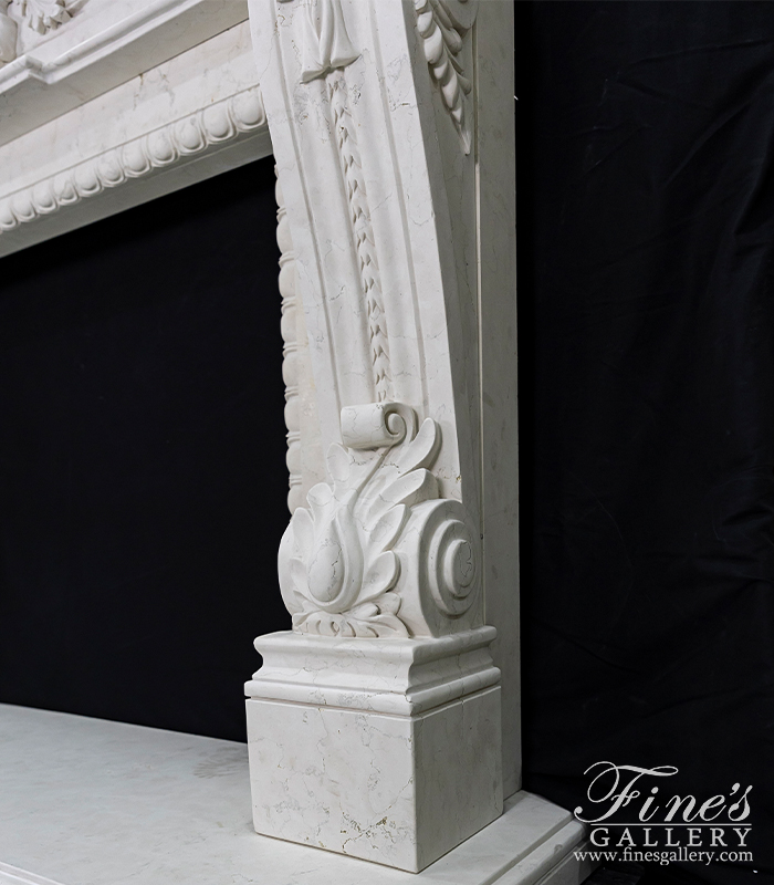 Marble Fireplaces  - An Oversized Italian Style Surround In Bianco Perlino Marble - MFP-2614