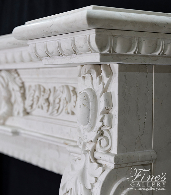 Marble Fireplaces  - An Oversized Italian Style Surround In Bianco Perlino Marble - MFP-2614