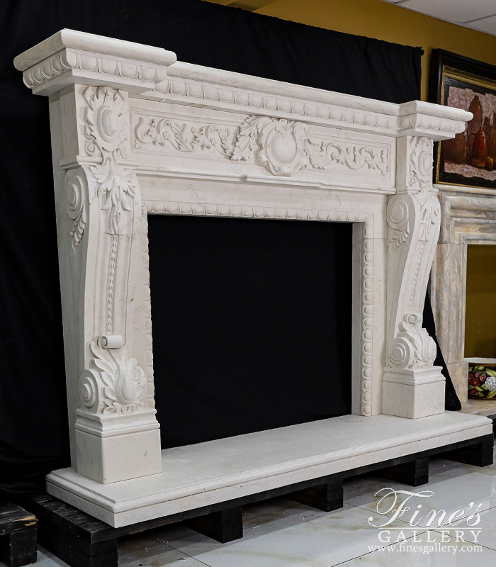 Marble Fireplaces  - An Oversized Italian Style Surround In Bianco Perlino Marble - MFP-2614