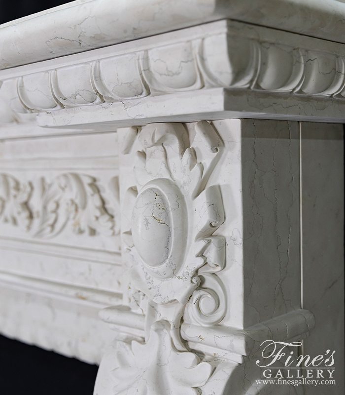 Marble Fireplaces  - An Oversized Italian Style Surround In Bianco Perlino Marble - MFP-2614